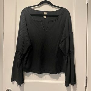 Free People Black Sweater with Bell Sleeves
